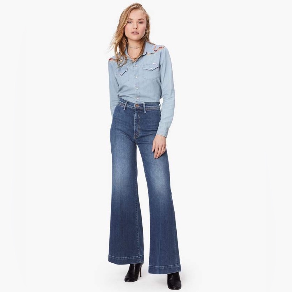 MOTHER Indigo Wide Leg Jeans